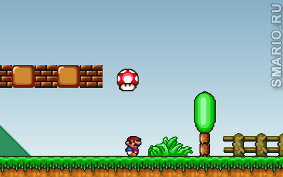 Mario разбил блок с грибом
